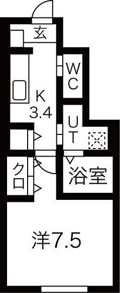 PRUNE(1K/1階)の間取り写真