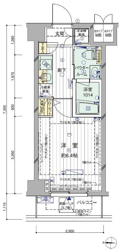 メインステージ押上II(1K/2階)の間取り写真