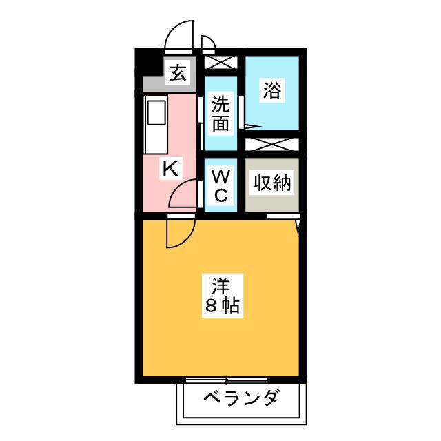 ルイポルトE(1K/1階)の間取り写真