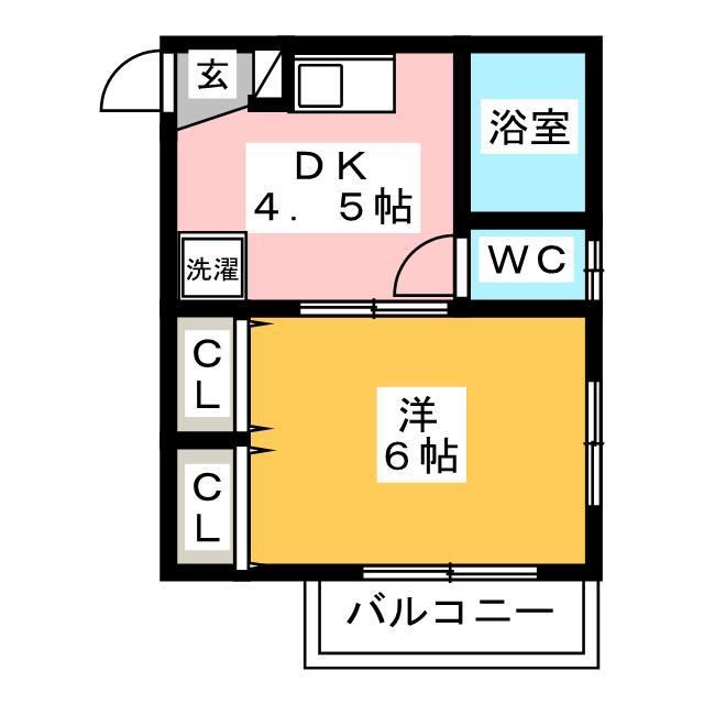 アーバンロード(1DK/2階)の間取り写真