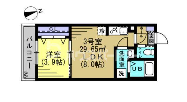 フロレゾン稲毛(1LDK/3階)の間取り写真