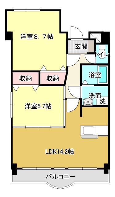 フェニックス(2LDK/7階)の間取り写真
