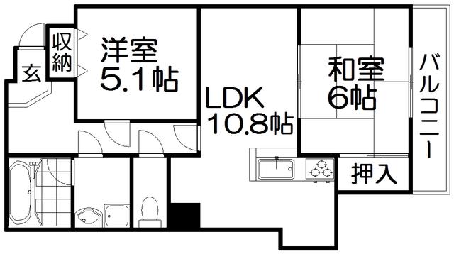 グリュイエール野田1(2LDK/2階)の間取り写真