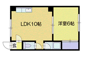 メゾンドハーフストーン(1LDK/2階)の間取り写真