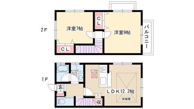 GREENCOURT社が丘(2LDK/1階)の間取り写真