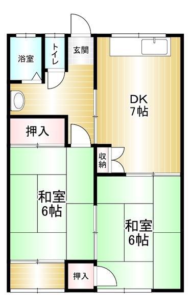 コーポラス三和(2DK/1階)の間取り写真