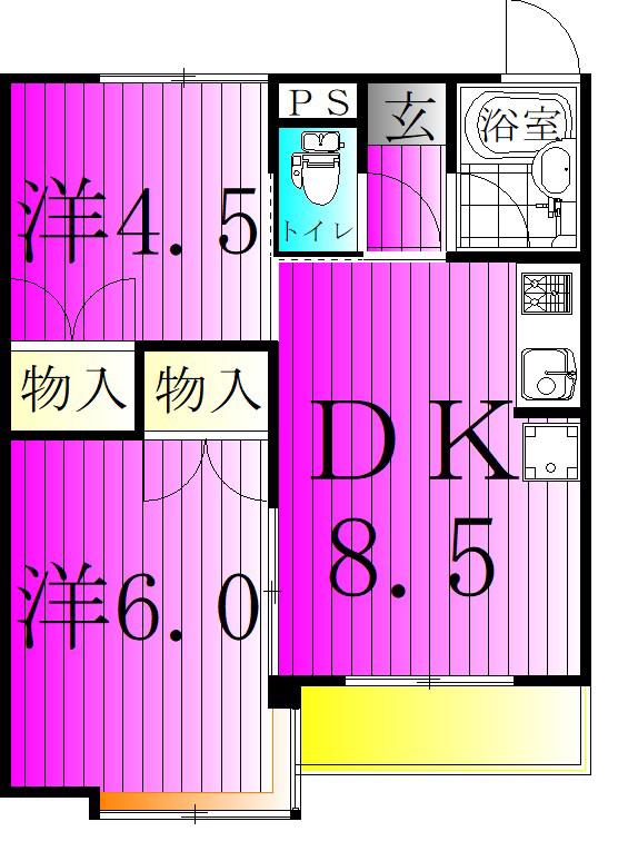 リベール大川(2DK/1階)の間取り写真