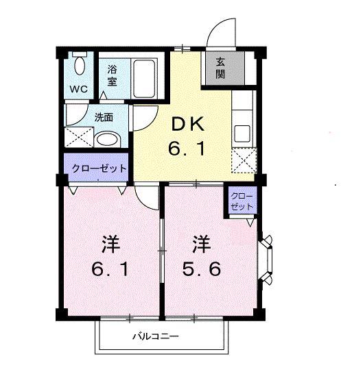 グリーンパーク II(2DK/1階)の間取り写真