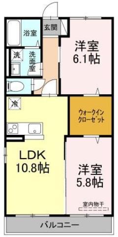ベルティルミナス(2LDK/1階)の間取り写真