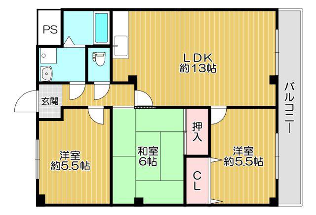 シャングリラ深井(3LDK/2階)の間取り写真