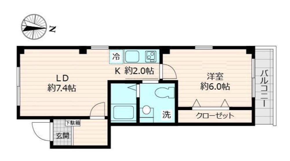 クロストーン町屋(1LDK/3階)の間取り写真