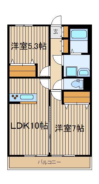 ウォールズ富士見台(2LDK/3階)の間取り写真