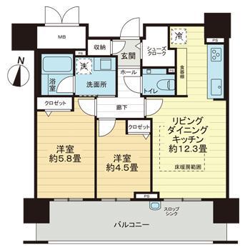 グランファーレ円山北レジェンドスクエア(2LDK/10階)の間取り写真