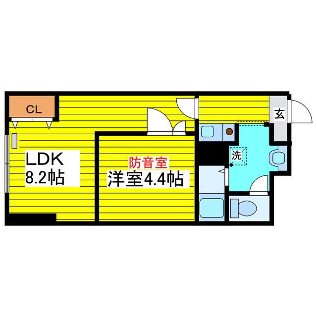 メトロノーム(1LDK/2階)の間取り写真
