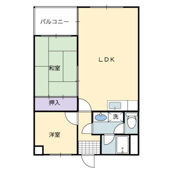 アンジュール朝田(2LDK/3階)の間取り写真