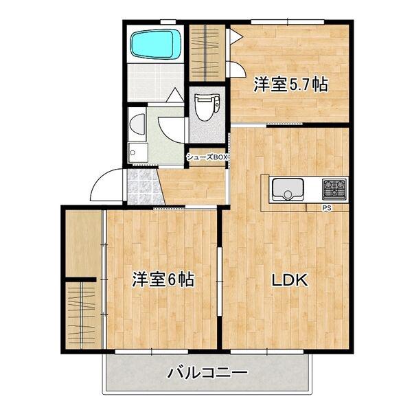 アンシャーリー C 201号(2LDK/2階)の間取り写真
