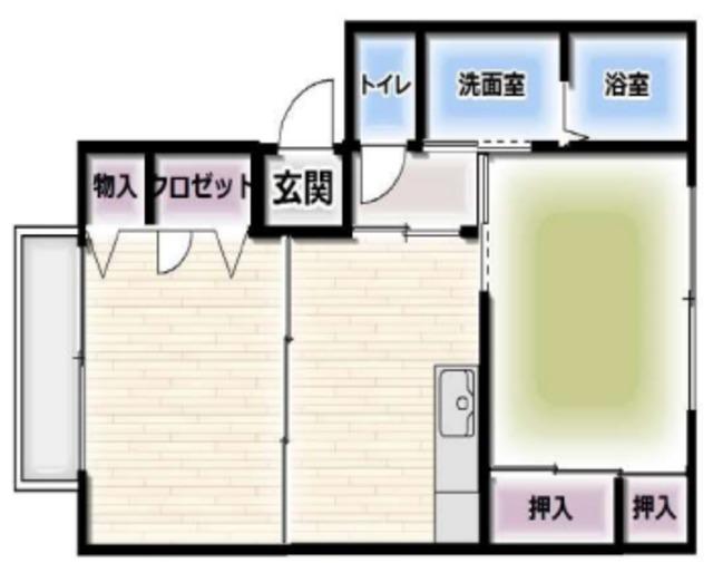 ウエストパレスI(2DK/1階)の間取り写真