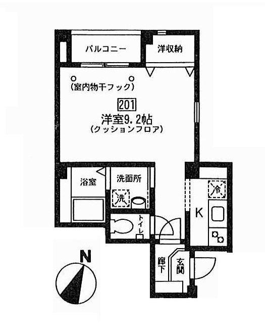 東京メトロ丸ノ内線 中野富士見町駅 徒歩4分 3階建 築22年(1K/2階)の間取り写真