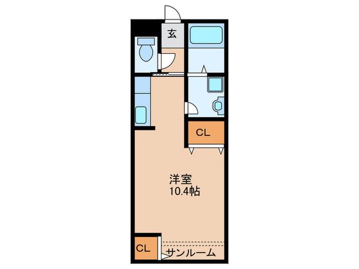 CUBE B(ワンルーム/2階)の間取り写真
