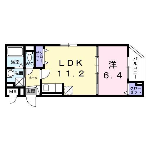 高祖 III(1LDK/3階)の間取り写真