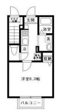 フラット四ツ木B(1K/1階)の間取り写真