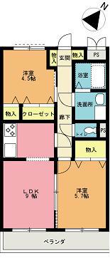 パークサイド(2LDK/1階)の間取り写真