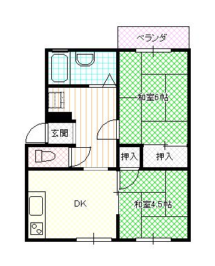 荒木ハイツ(2DK/2階)の間取り写真