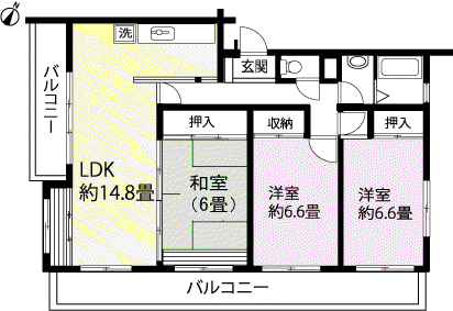 ダイヤモンドシャトー山中湖2号棟(3LDK/3階)の間取り写真