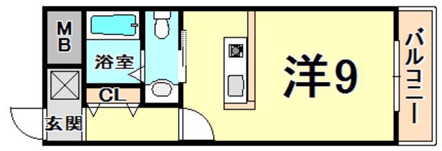 鳴尾マンション(ワンルーム/7階)の間取り写真