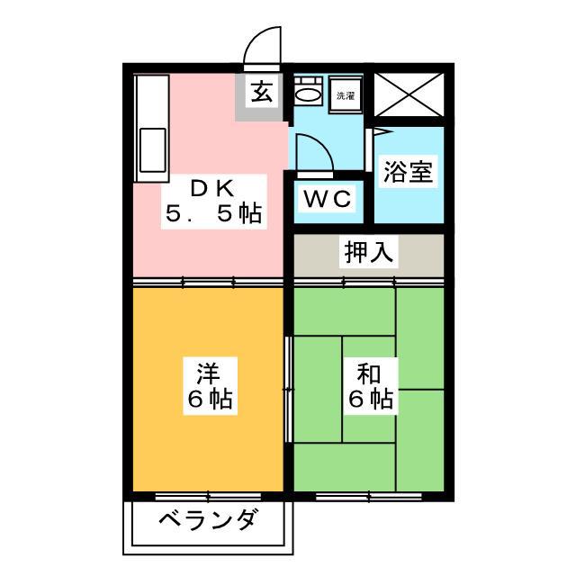 カーサフローリアン(2DK/2階)の間取り写真