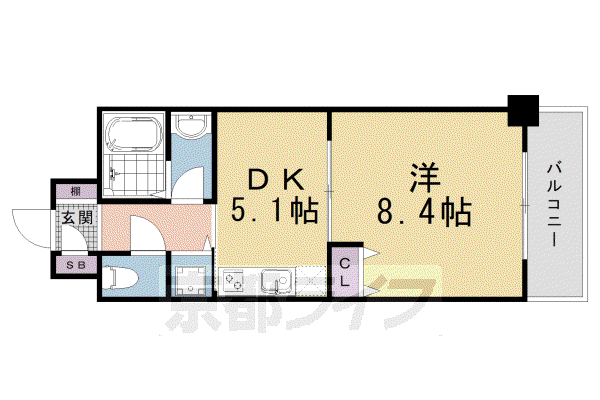 VITA ROSA 京都(1DK/3階)の間取り写真