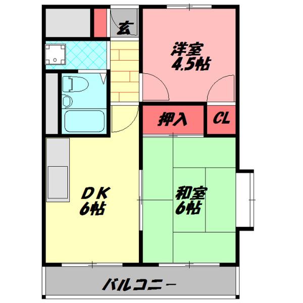 グリーンプラザ(2DK/4階)の間取り写真