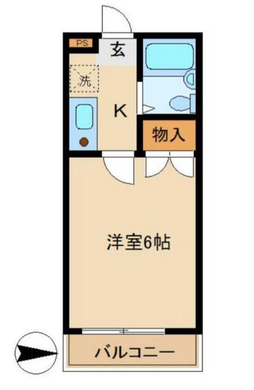 ヴェルムート大森(1K/1階)の間取り写真