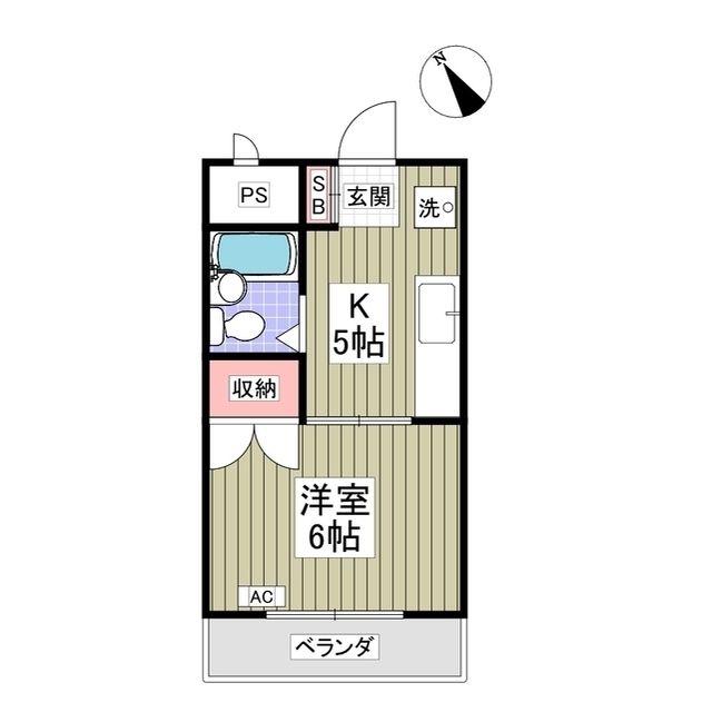 クーノス北坂戸(1K/1階)の間取り写真