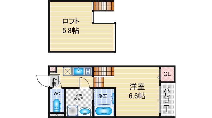 ハーモニーテラス鳴海町字向田(1SK/2階)の間取り写真