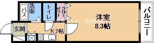 ルミナス・ユキ(1K/2階)の間取り写真