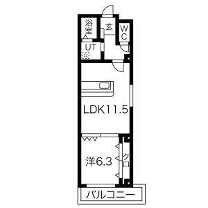 アクアフォレスト(1LDK/2階)の間取り写真