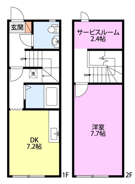 メゾネットキューブ(1SDK/2階)の間取り写真