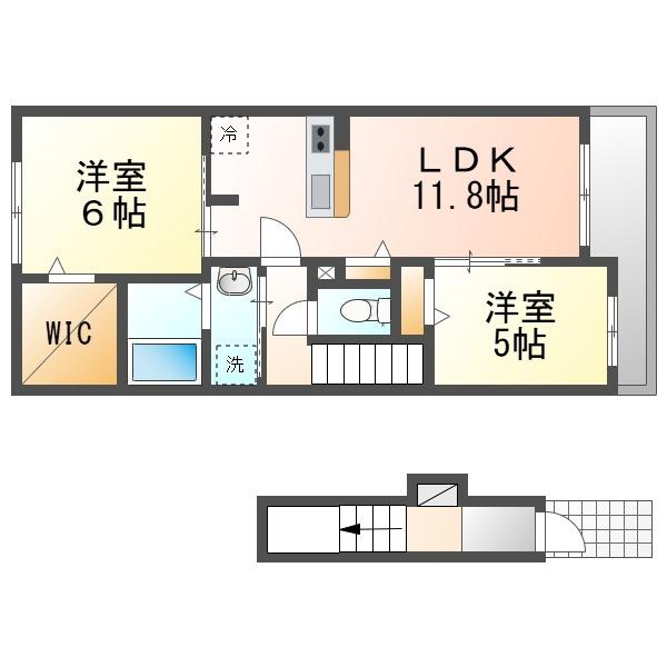 ラウレア リーフ(2LDK/2階)の間取り写真