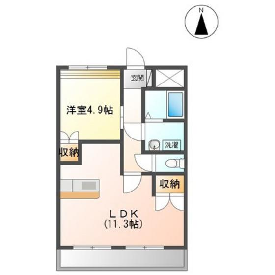 エルガーデン白石(1LDK/2階)の間取り写真