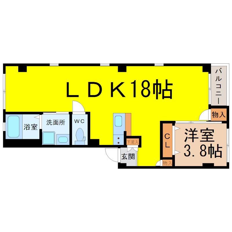 グランレーヴ東別院イースト(1LDK/3階)の間取り写真