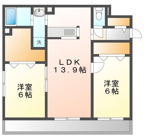 余市町大川町3MS(2LDK/4階)の間取り写真
