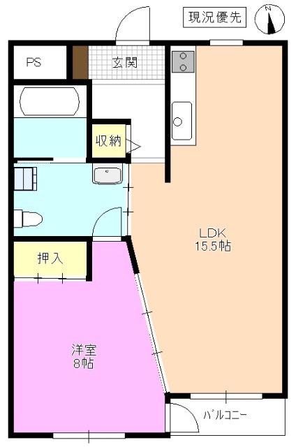 メゾンウエスト(1LDK/1階)の間取り写真