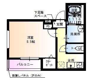 フジパレス長居VII番館(1K/1階)の間取り写真