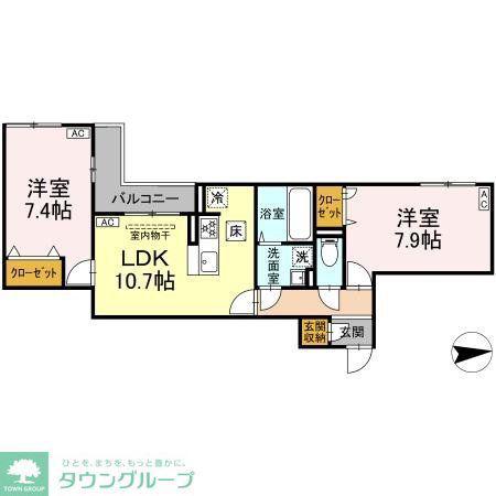 オルテンシア(2LDK/3階)の間取り写真