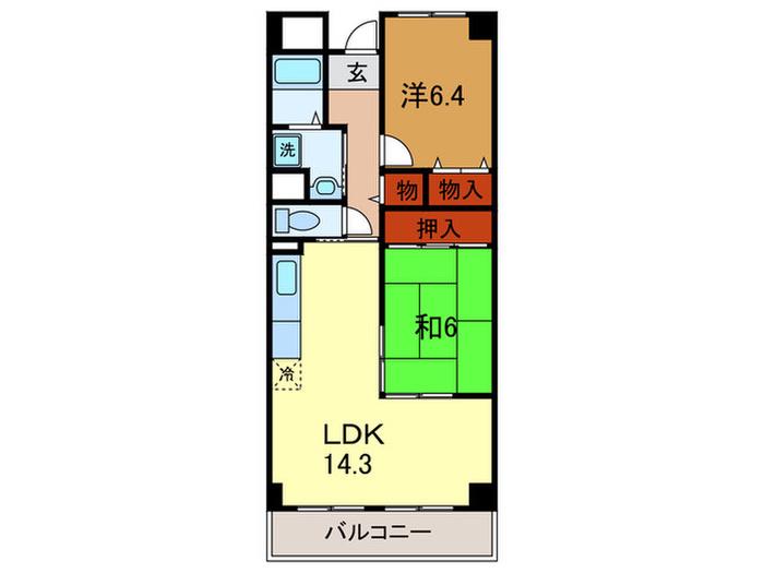 レノバール神戸(2LDK/10階)の間取り写真