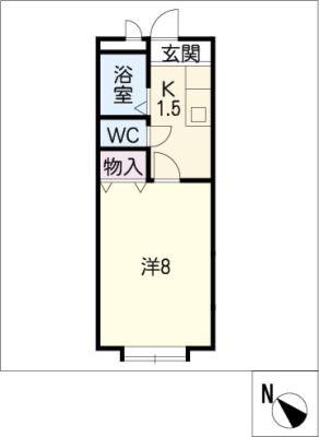 プランドールB(1K/2階)の間取り写真