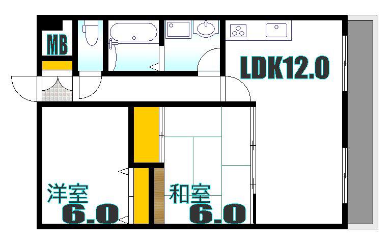 有信段原ビル(2LDK/9階)の間取り写真