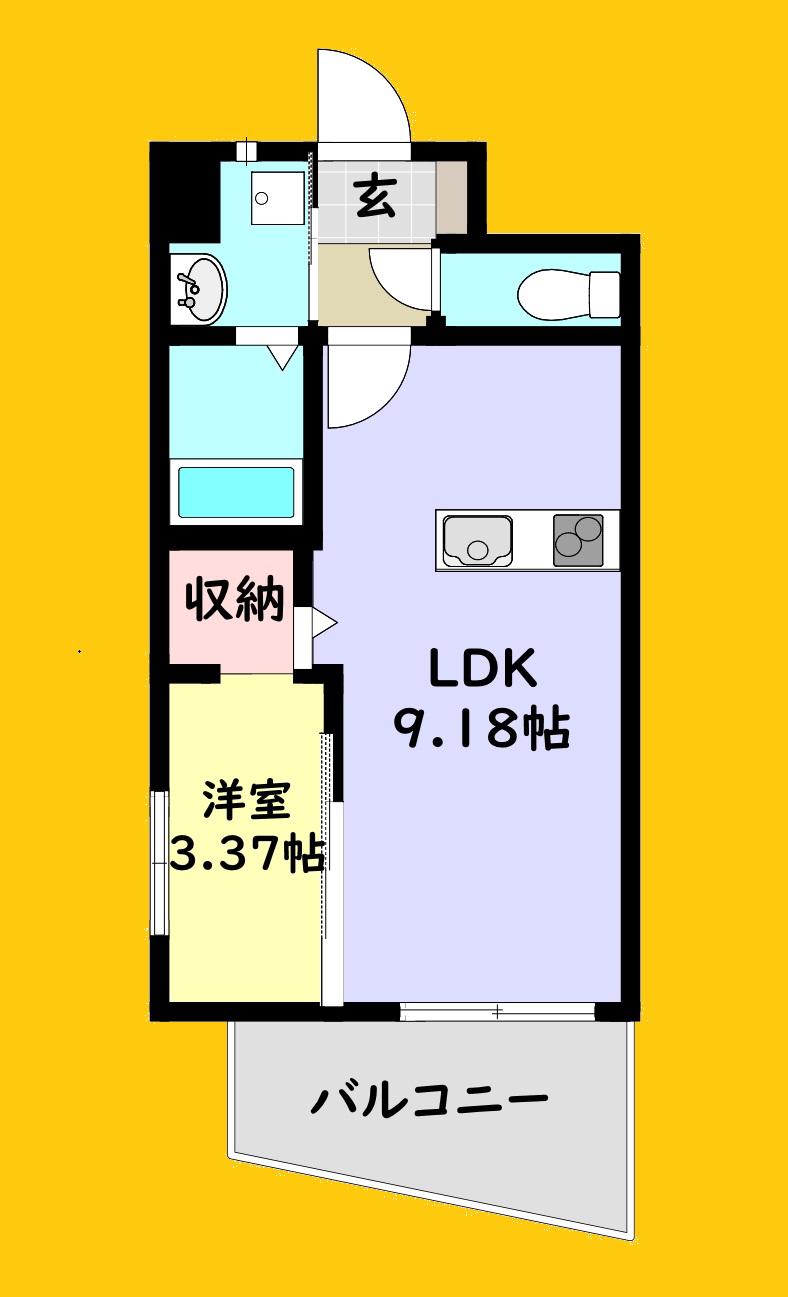 オーヴィジョンクラス浅香通(1LDK/12階)の間取り写真