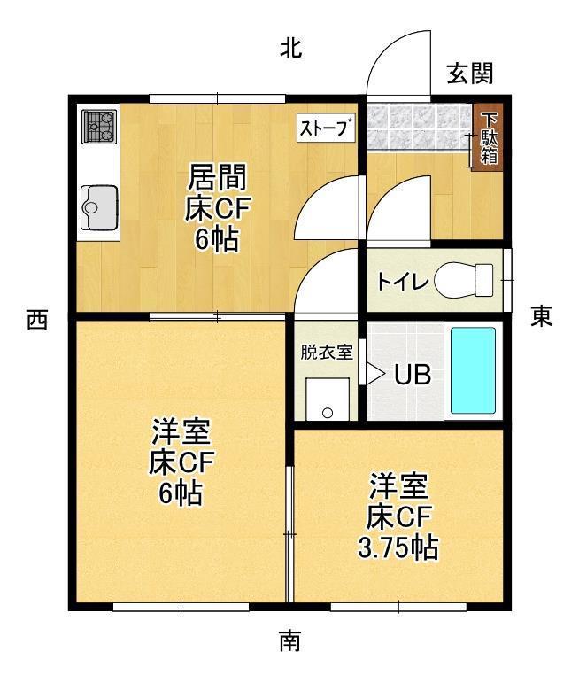 ホシハイツ(2DK/1階)の間取り写真